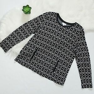 J.Jill Diamond Print Front Pocket Pullover Sweater
